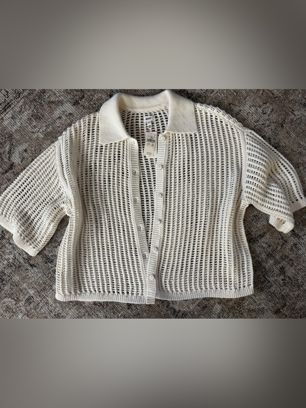 aerie short sleeve polo sweater